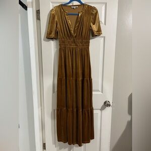 Baltic Born Artemis Velvet Maxi Dress in Dark Gold